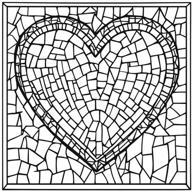 mosaico de coracao para colorir 5 mosaico de coracao para colorir 5