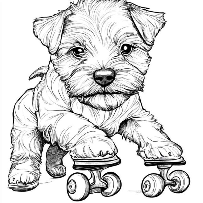 cachorro de patins para colorir 8