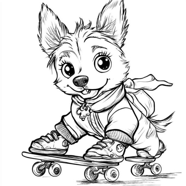 cachorro de patins para colorir 29