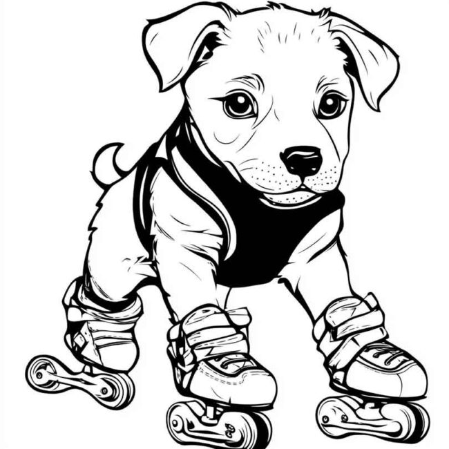 cachorro de patins para colorir 35