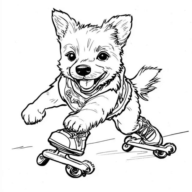 cachorro de patins para colorir 36