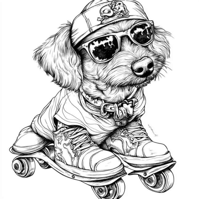 cachorro de patins para colorir 4