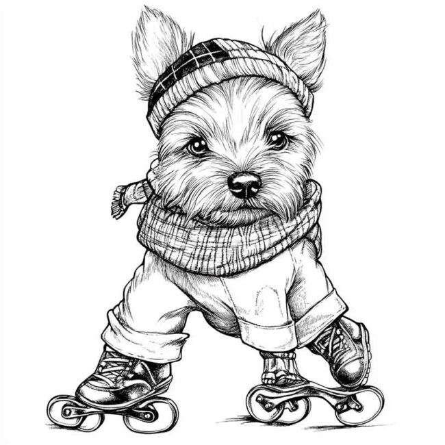 cachorro de patins para colorir 16