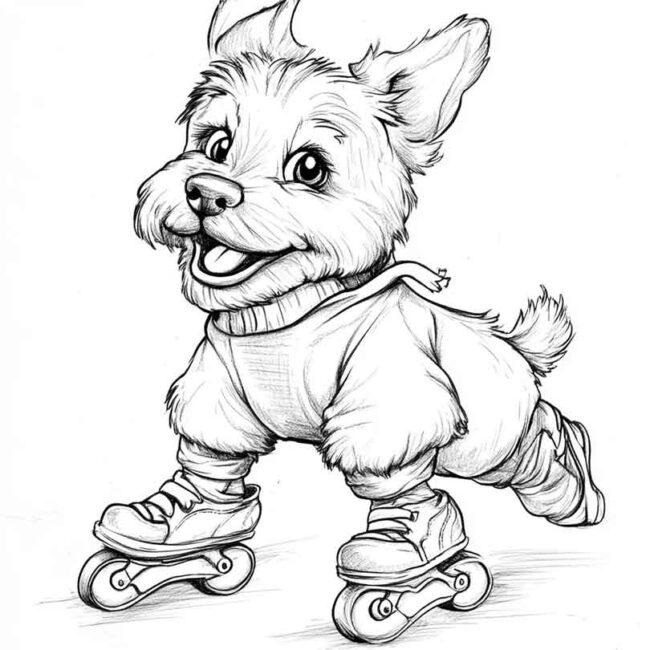 cachorro de patins para colorir 17