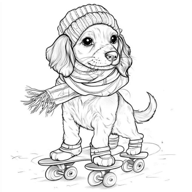 cachorro de patins para colorir 27