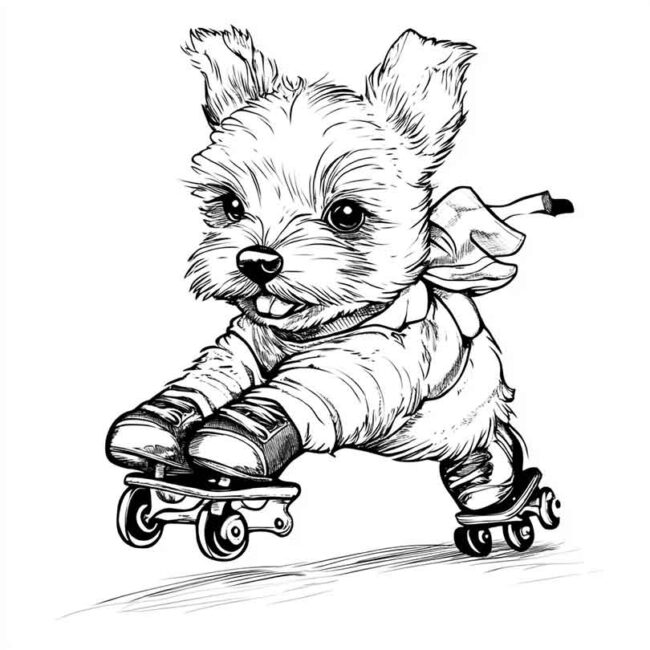 cachorro de patins para colorir 34