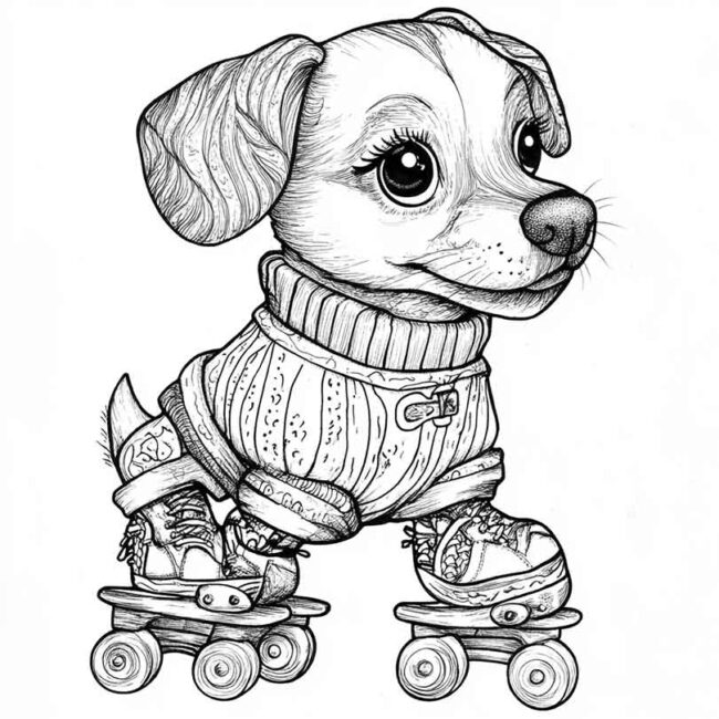 cachorro de patins para colorir 5