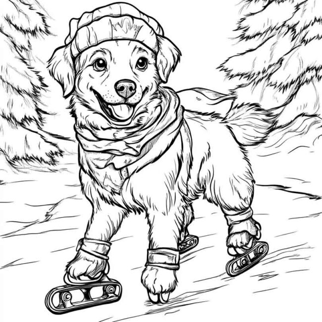 cachorro de patins para colorir 7