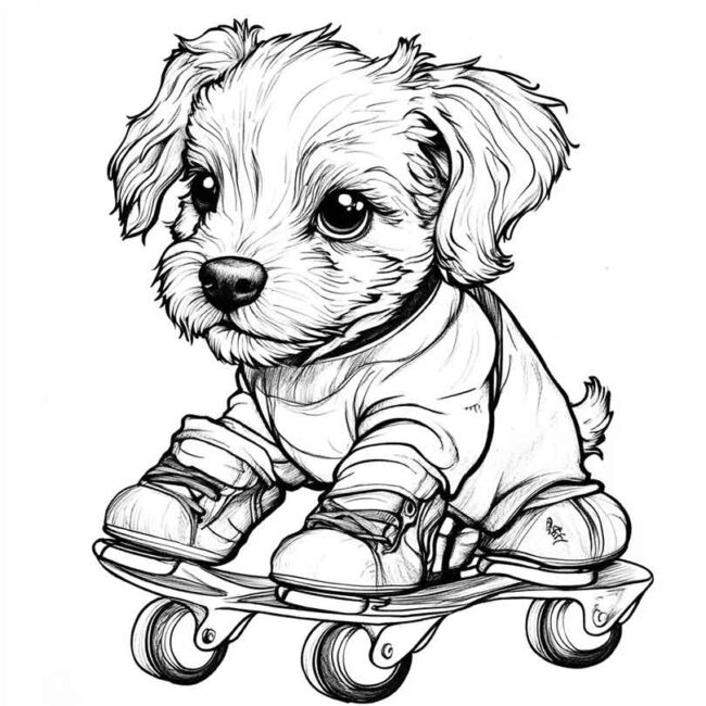 cachorro de patins para colorir 11