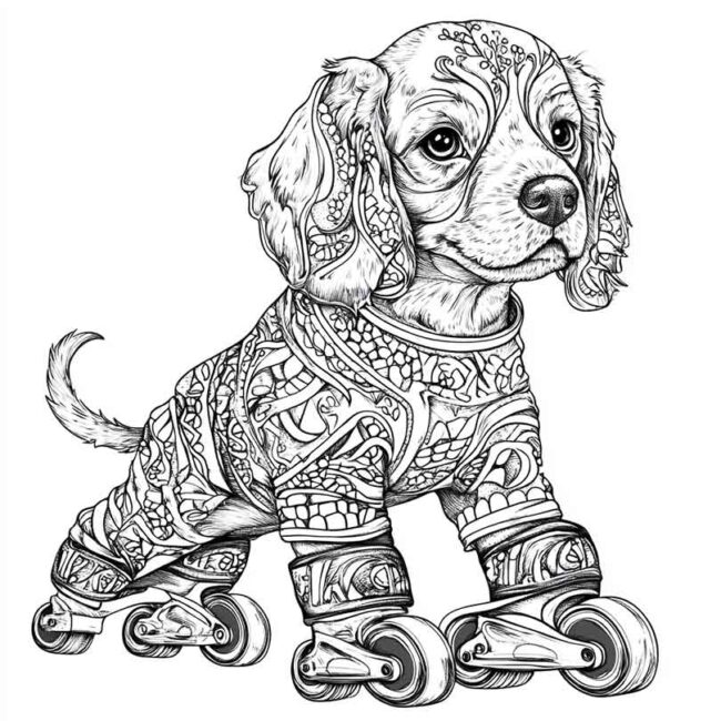 cachorro de patins para colorir 6