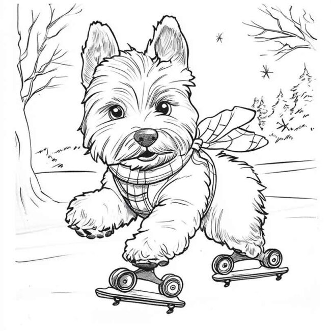 cachorro de patins para colorir 15