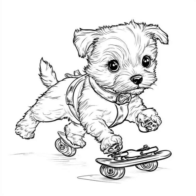 cachorro de patins para colorir 32