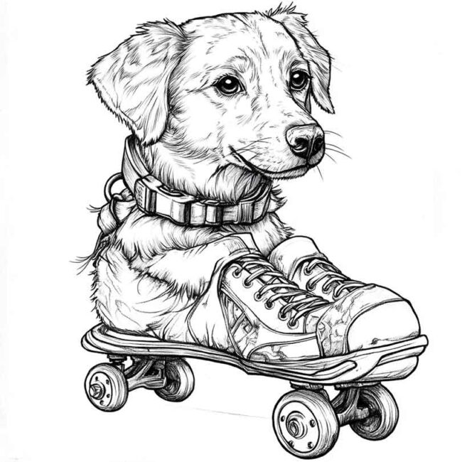 cachorro de patins para colorir 10