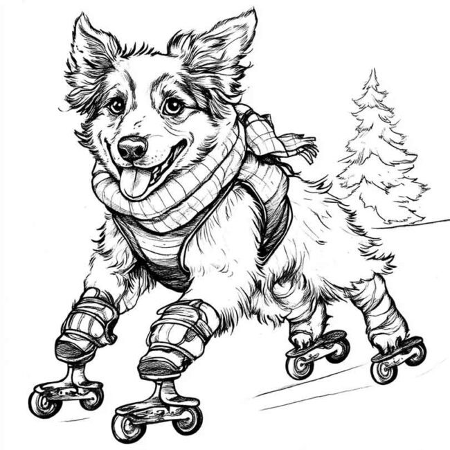 cachorro de patins para colorir 13