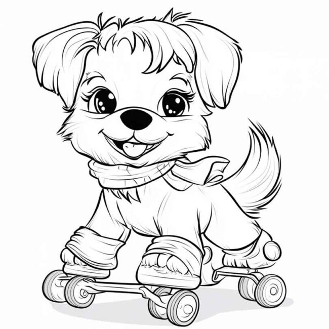 cachorro de patins para colorir 12