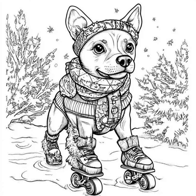 cachorro de patins para colorir 3