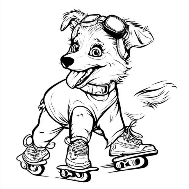 cachorro de patins para colorir 1