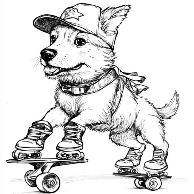 cachorro de patins para colorir 19