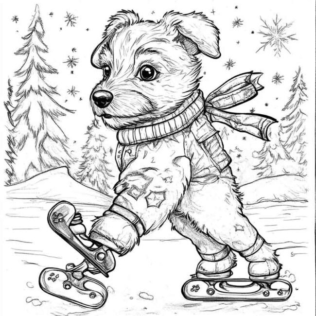 cachorro de patins para colorir 2