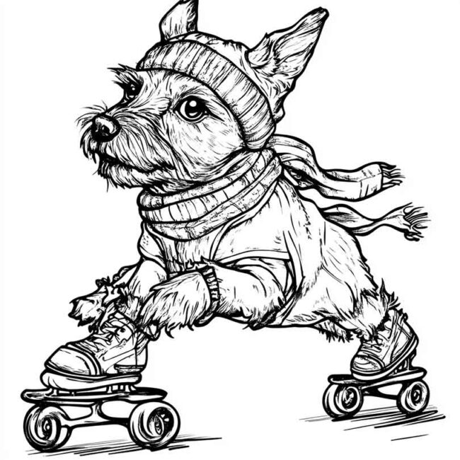 cachorro de patins para colorir 20