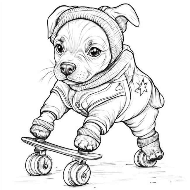 cachorro de patins para colorir 22