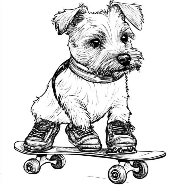 cachorro de patins para colorir 24