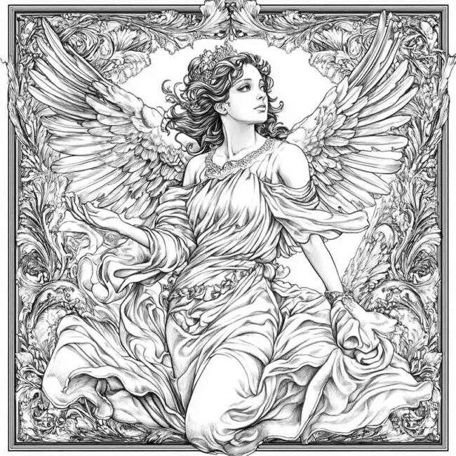 anjo barroco para colorir 5 anjo barroco para colorir 5