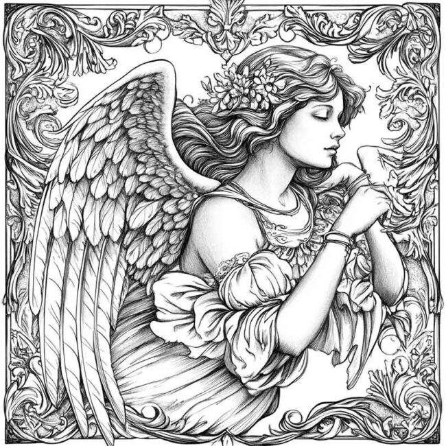 anjo barroco para colorir 2 anjo barroco para colorir 2
