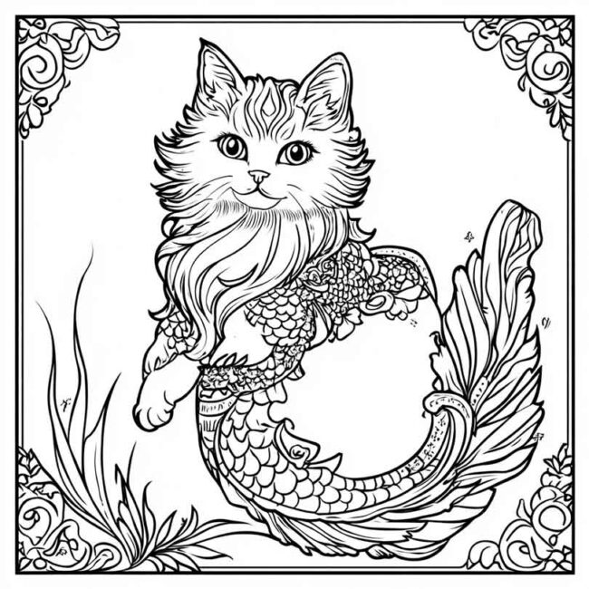gato sereia para colorir 39