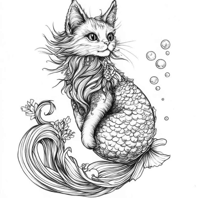 gato sereia para colorir 29