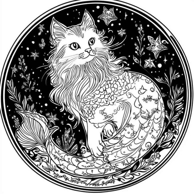 gato sereia para colorir 16