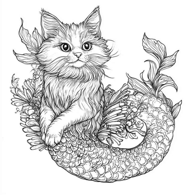 gato sereia para colorir 27