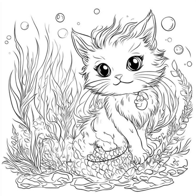 gato sereia para colorir 31