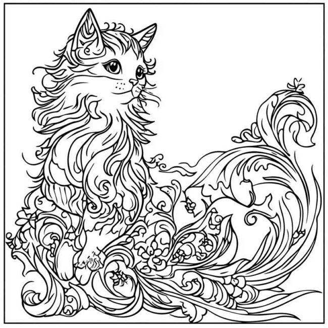 gato sereia para colorir 41