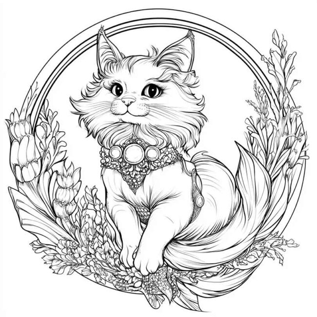 gato sereia para colorir 30