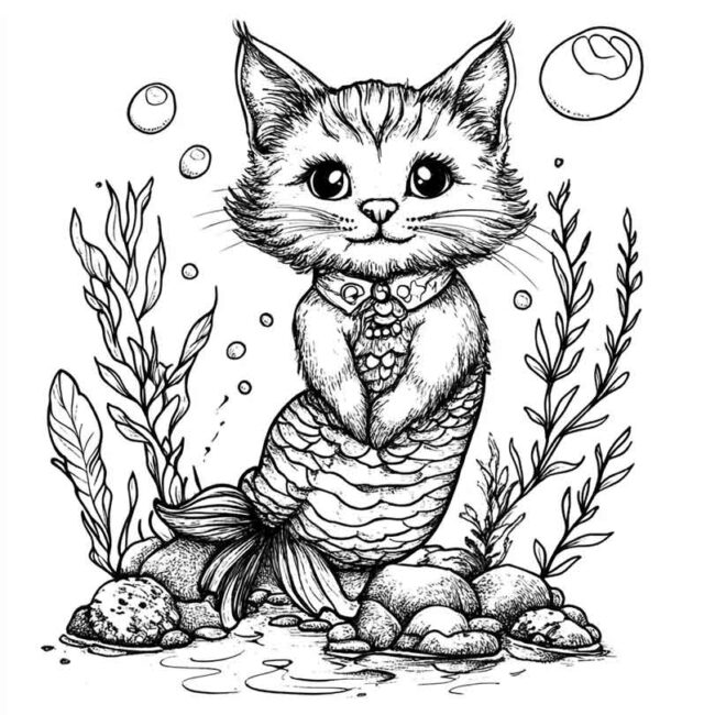 gato sereia para colorir 33
