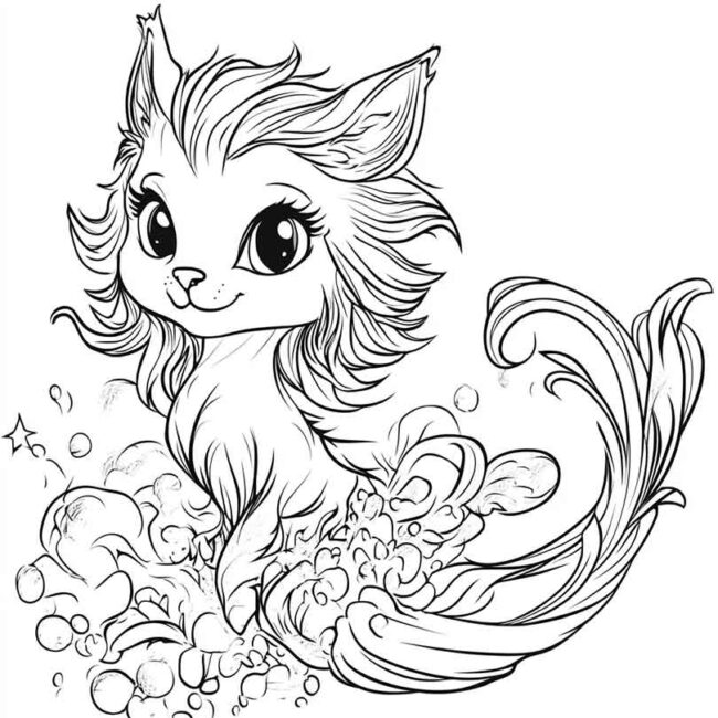 gato sereia para colorir 42