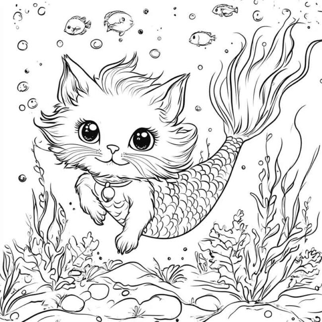 gato sereia para colorir 40