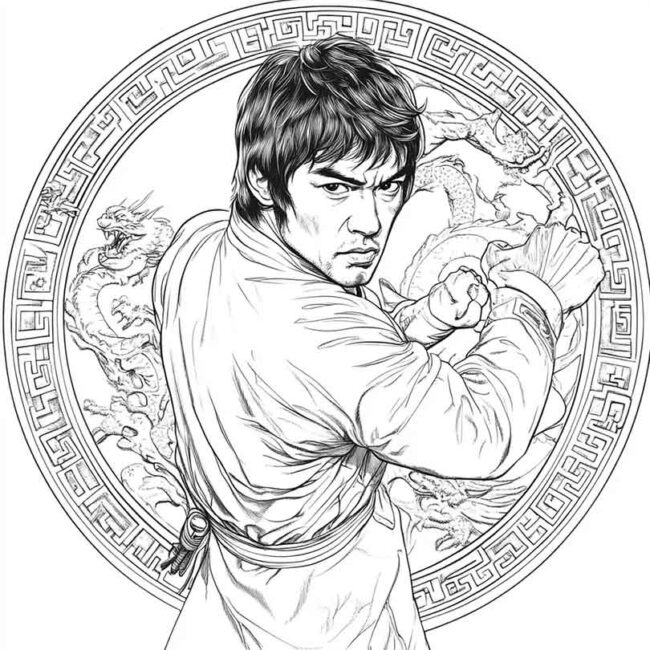 bruce lee para colorir 7
