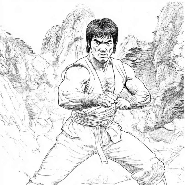 bruce lee para colorir 8