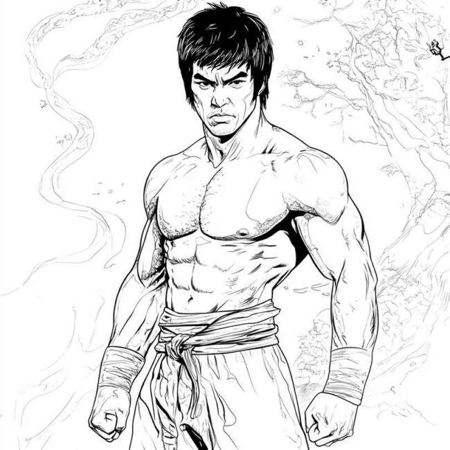 bruce lee para colorir 25