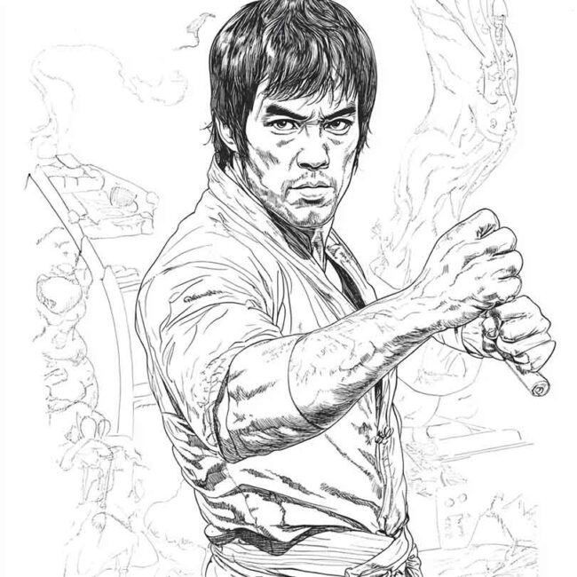 bruce lee para colorir 19