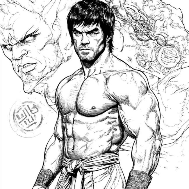 bruce lee para colorir 12