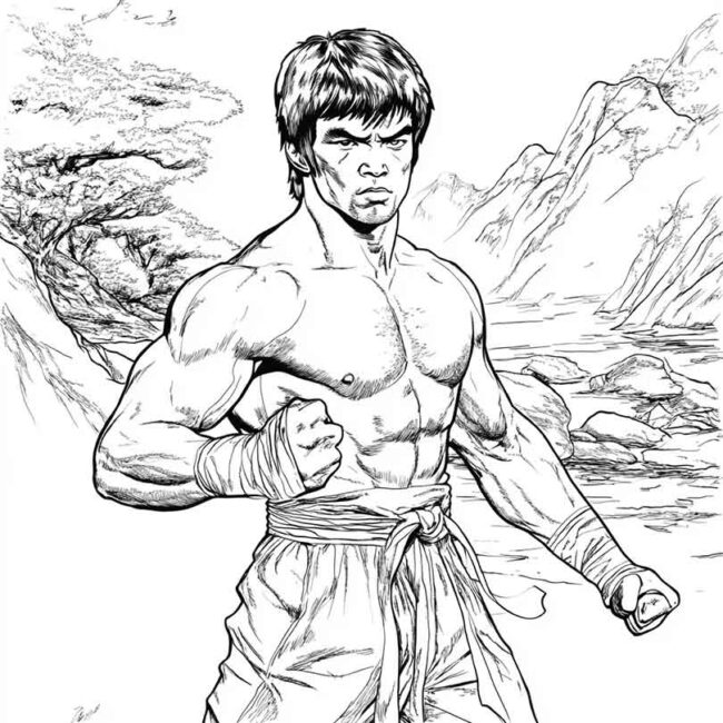 bruce lee para colorir 17
