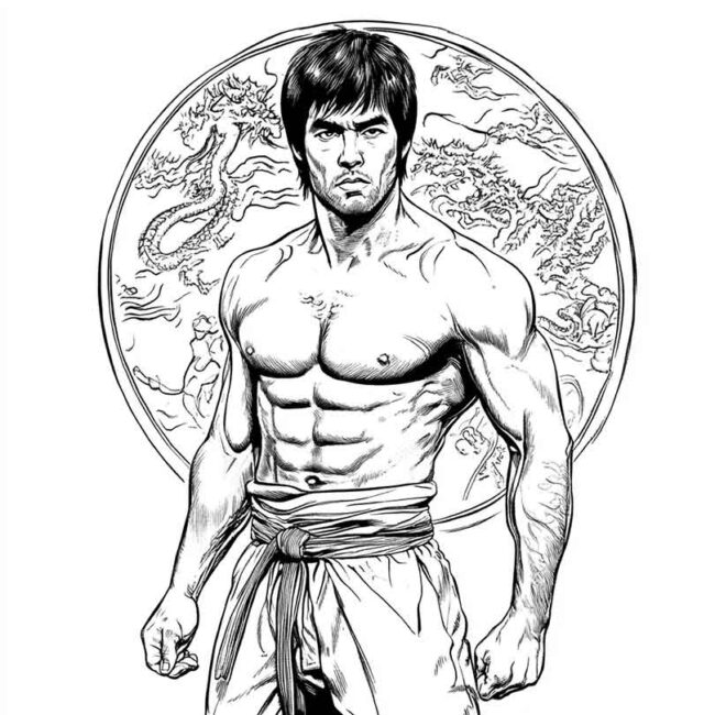 bruce lee para colorir 24