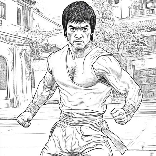 bruce lee para colorir 3