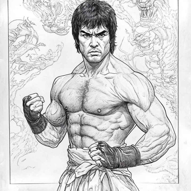 bruce lee para colorir 2