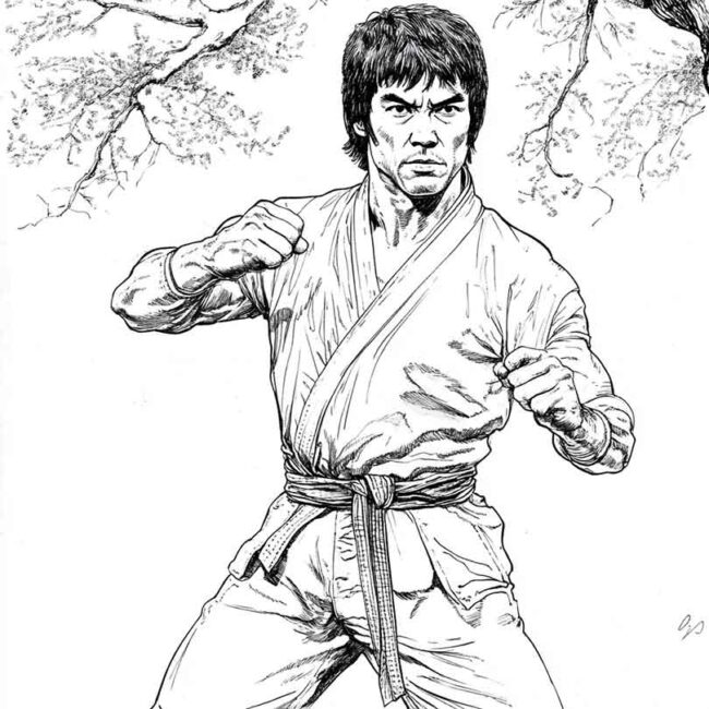 bruce lee para colorir 21