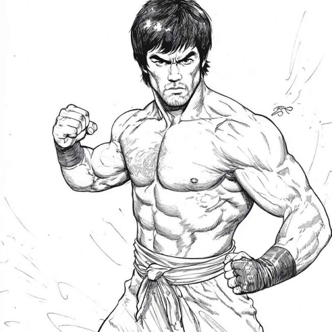 bruce lee para colorir 23