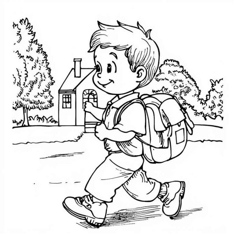 Desenhos GRÁTIS de Criança Indo para Escola para Imprimir e Colorir/Pintar